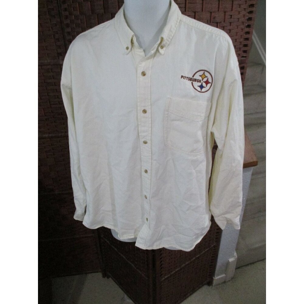 Men's Pittsburgh Steelers Button Up Shirt Size Large NFL Football Long Sleeve